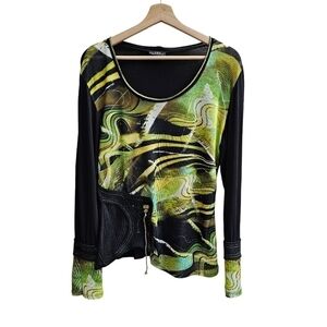 Vintage Vex Artsy Shirt with Mesh, Wool (?) and 3D Details, Size Medium (40)